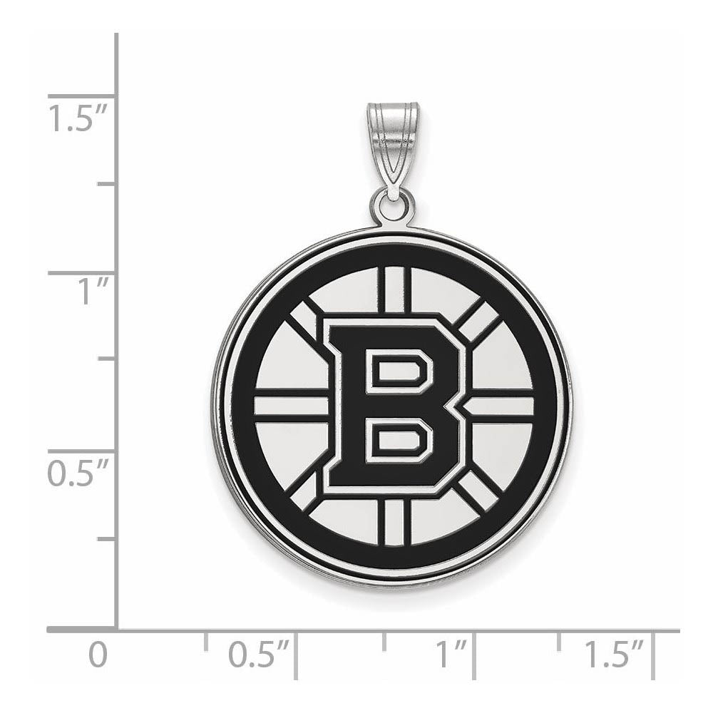 Alternate view of the Sterling Silver NHL Boston Bruins XL Enamel Disc Pendant by The Black Bow Jewelry Co.