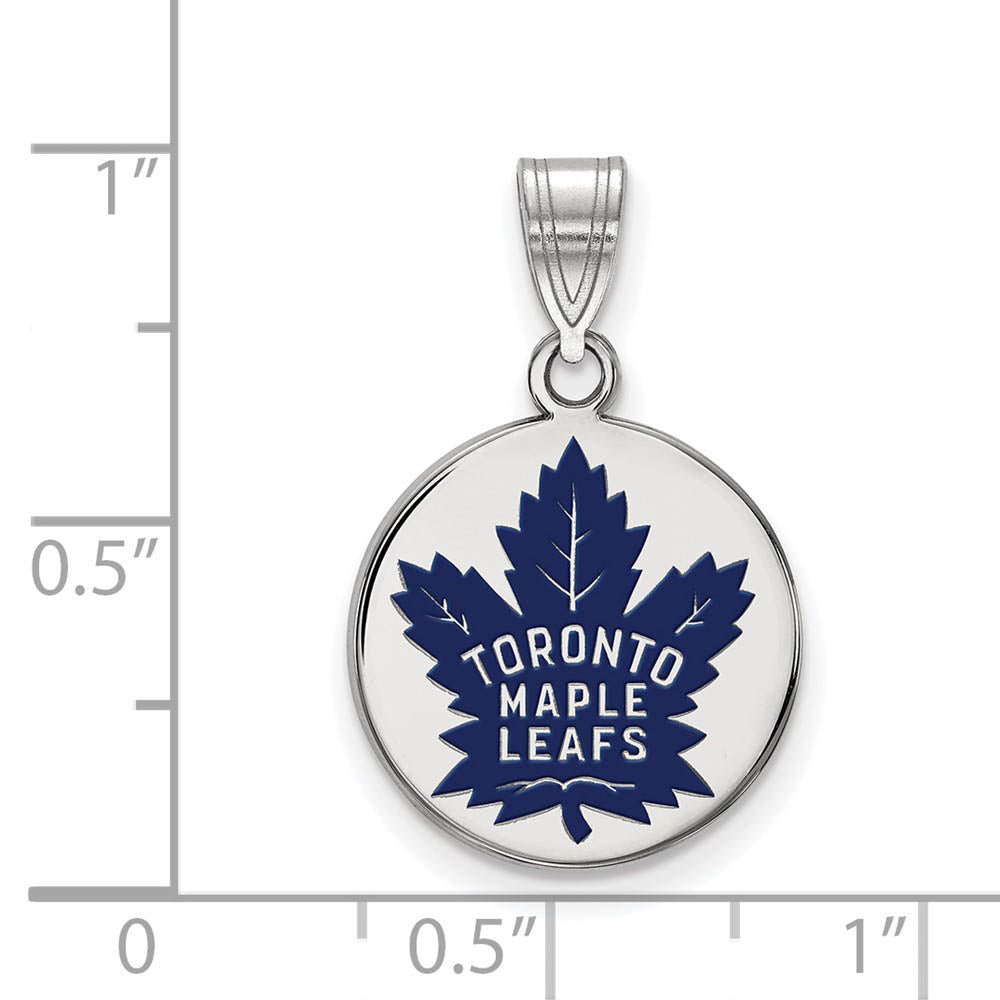 Alternate view of the Sterling Silver NHL Toronto Maple Leafs MD Enamel Disc Pendant by The Black Bow Jewelry Co.