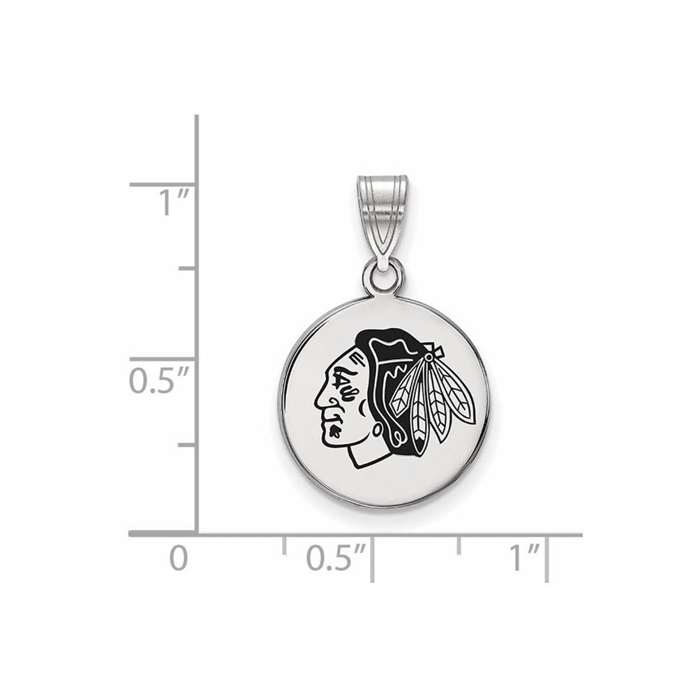 Alternate view of the Sterling Silver NHL Chicago Blackhawks MD Enamel Disc Pendant by The Black Bow Jewelry Co.