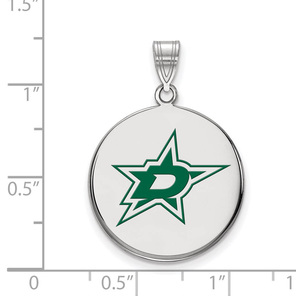 Alternate view of the Sterling Silver NHL Dallas Stars LG Enamel Disc Pendant by The Black Bow Jewelry Co.