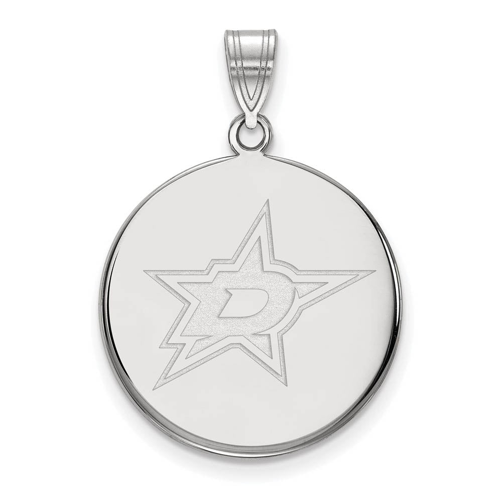 Sterling Silver NHL Dallas Stars LG Disc Pendant, Item P30465 by The Black Bow Jewelry Co.