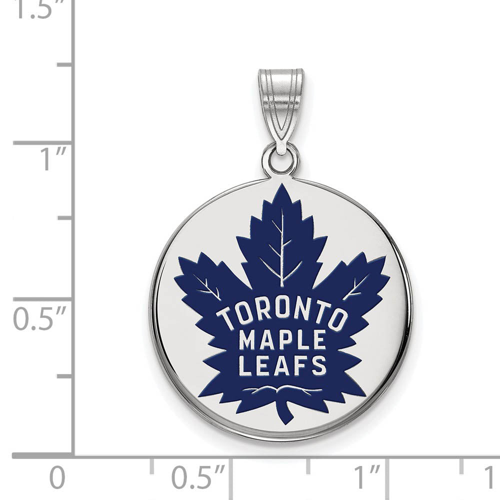 Alternate view of the Sterling Silver NHL Toronto Maple Leafs Lg Enamel Disc Pendant by The Black Bow Jewelry Co.