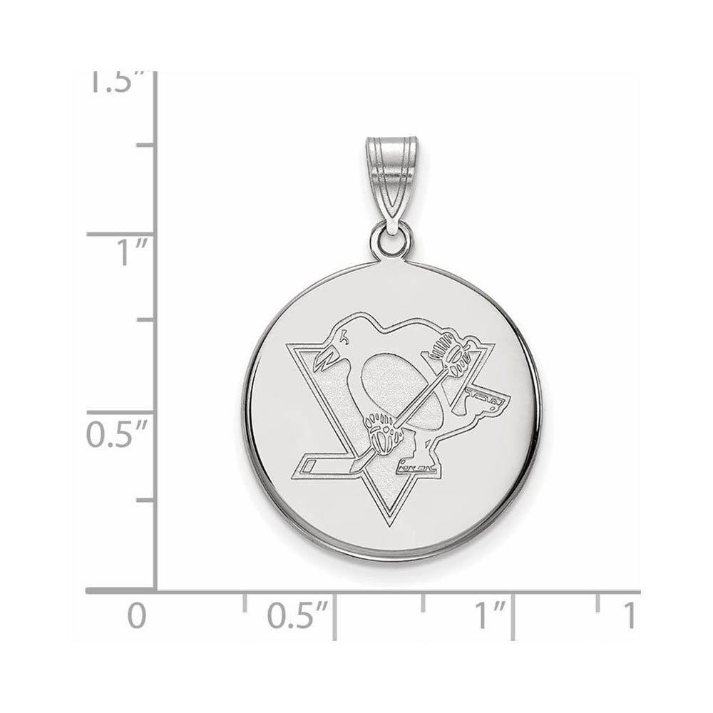 Alternate view of the Sterling Silver NHL Pittsburgh Penguins LG Disc Pendant by The Black Bow Jewelry Co.