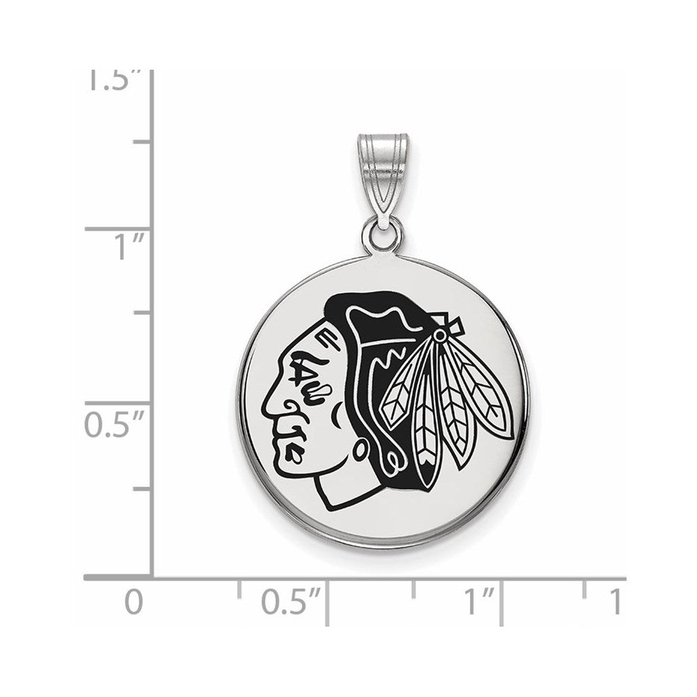 Alternate view of the Sterling Silver NHL Chicago Blackhawks LG Enamel Disc Pendant by The Black Bow Jewelry Co.