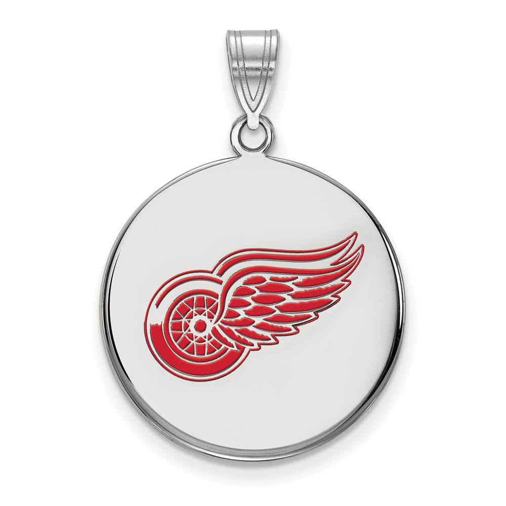 Sterling Silver NHL Detroit Red Wings LG Enamel Disc Pendant, Item P30475 by The Black Bow Jewelry Co.