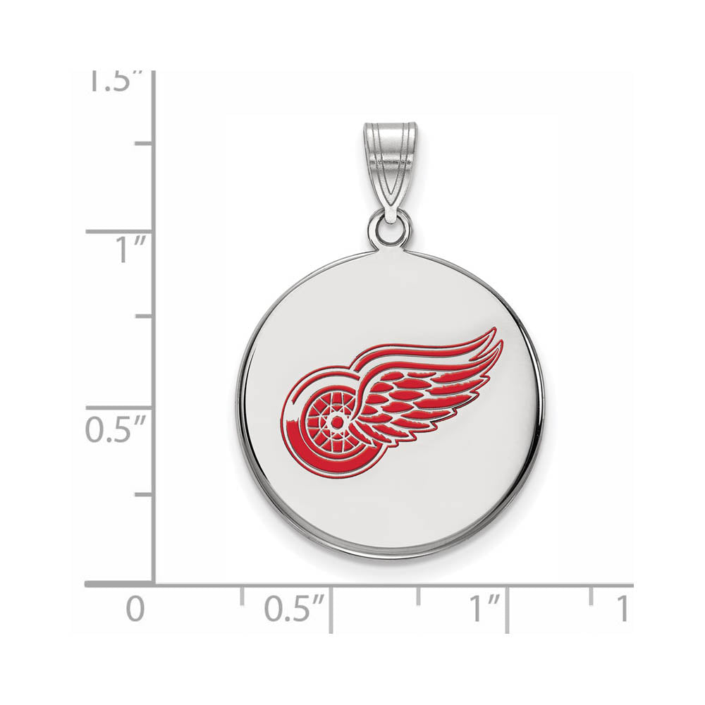 Alternate view of the Sterling Silver NHL Detroit Red Wings LG Enamel Disc Pendant by The Black Bow Jewelry Co.