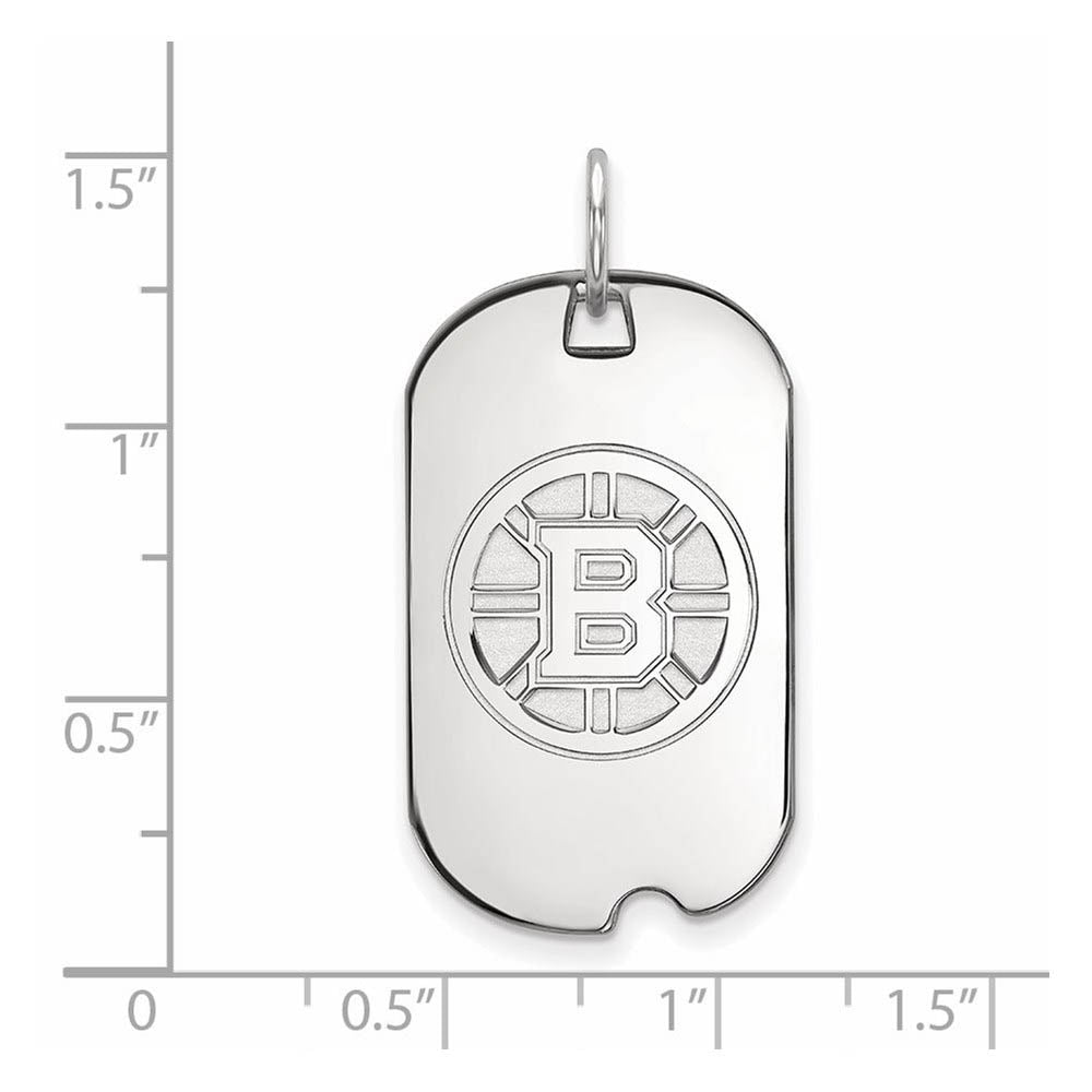 Alternate view of the 10k White Gold NHL Boston Bruins Dog Tag Pendant by The Black Bow Jewelry Co.