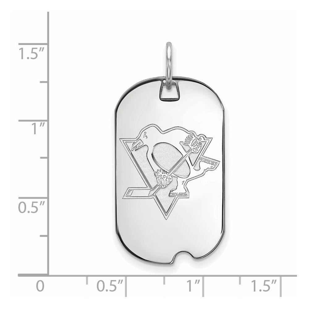 Alternate view of the 10k White Gold NHL Pittsburgh Penguins Dog Tag Pendant by The Black Bow Jewelry Co.