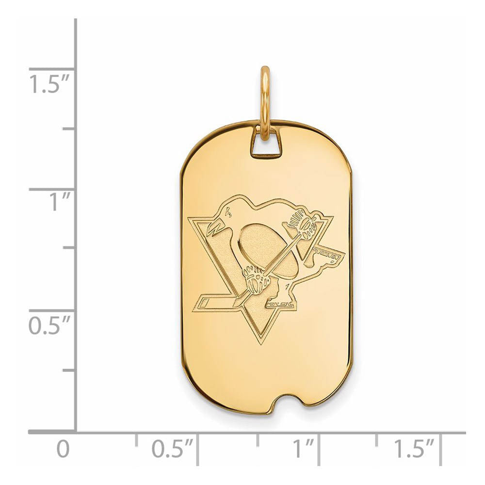 Alternate view of the 10k Yellow Gold NHL Pittsburgh Penguins Dog Tag Pendant by The Black Bow Jewelry Co.