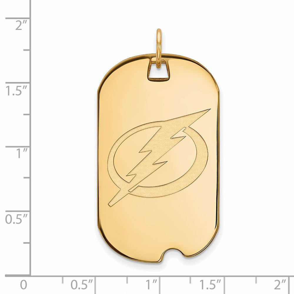 Alternate view of the 10k Yellow Gold NHL Tampa Bay Lightning Large Dog Tag Pendant by The Black Bow Jewelry Co.