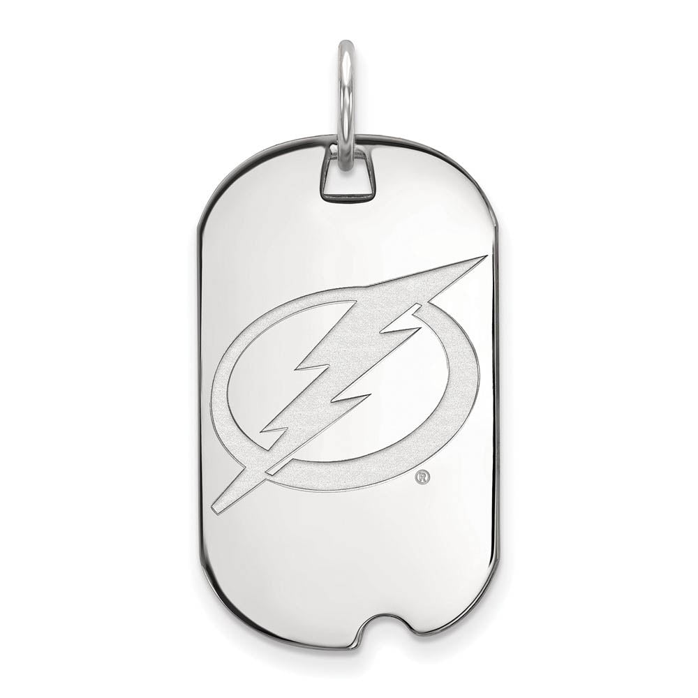 14k White Gold NHL Tampa Bay Lightning Dog Tag Pendant, Item P30529 by The Black Bow Jewelry Co.