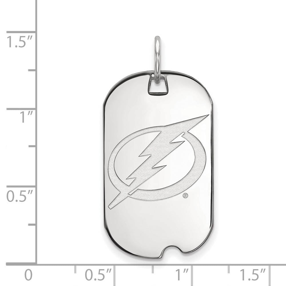 Alternate view of the 14k White Gold NHL Tampa Bay Lightning Dog Tag Pendant by The Black Bow Jewelry Co.