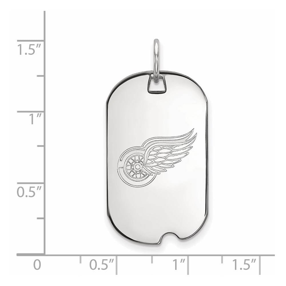 Alternate view of the 14k White Gold NHL Detroit Red Wings Dog Tag Pendant by The Black Bow Jewelry Co.