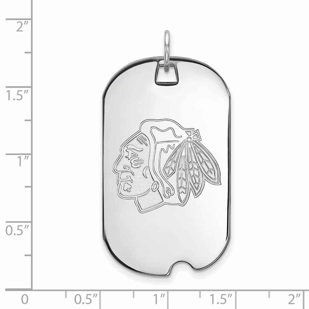 Alternate view of the 14k White Gold NHL Chicago Blackhawks Large Dog Tag Pendant by The Black Bow Jewelry Co.