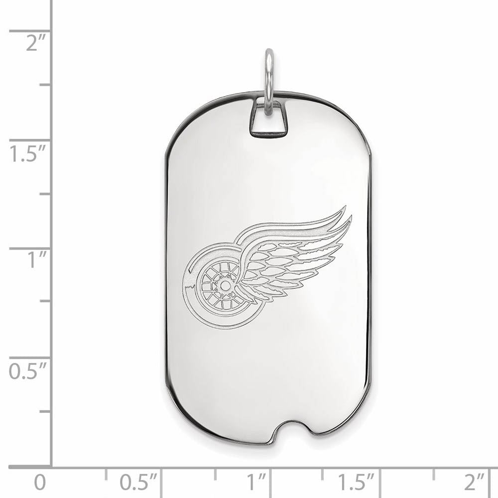 Alternate view of the 14k White Gold NHL Detroit Red Wings Large Dog Tag Pendant by The Black Bow Jewelry Co.