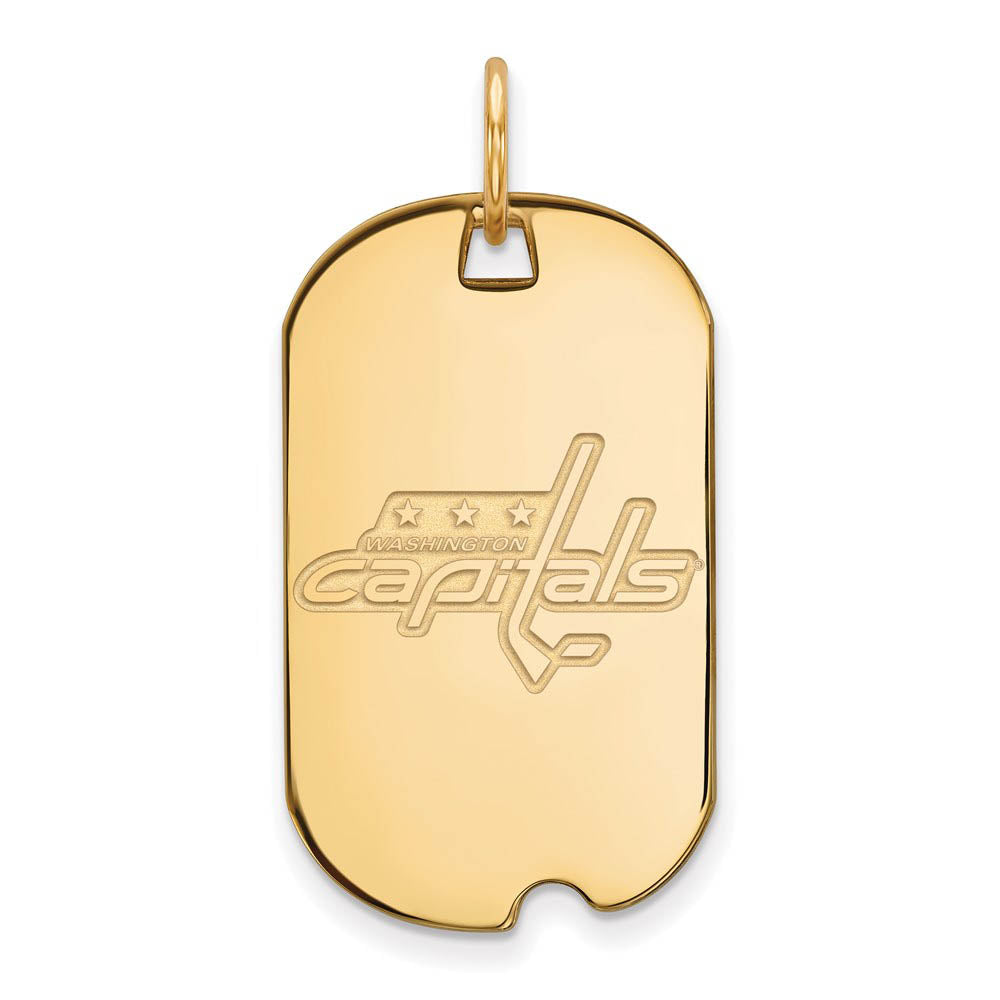 SS 14k Yellow Gold Plated NHL Washington Capitals Dog Tag Pendant, Item P30549 by The Black Bow Jewelry Co.