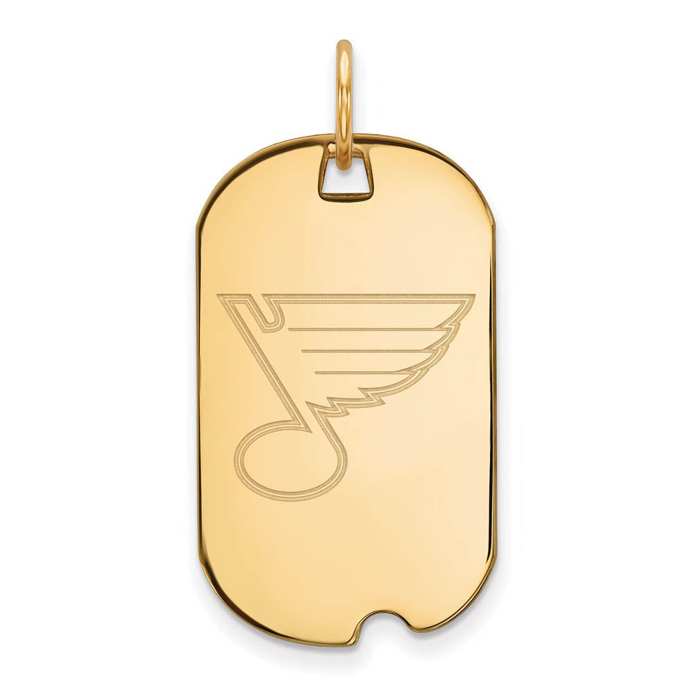 SS 14k Yellow Gold Plated NHL St. Louis Blues Dog Tag Pendant, Item P30554 by The Black Bow Jewelry Co.