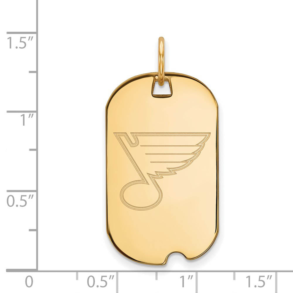 Alternate view of the SS 14k Yellow Gold Plated NHL St. Louis Blues Dog Tag Pendant by The Black Bow Jewelry Co.
