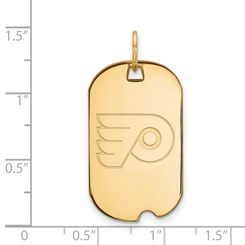 Alternate view of the SS 14k Yellow Gold Plated NHL Philadelphia Flyers Dog Tag Pendant by The Black Bow Jewelry Co.