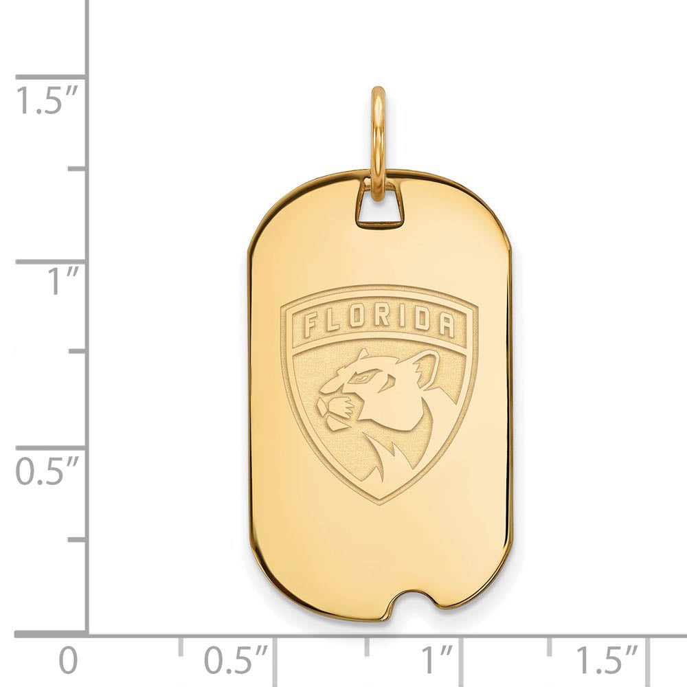 Alternate view of the SS 14k Yellow Gold Plated NHL Florida Panthers Dog Tag Pendant by The Black Bow Jewelry Co.