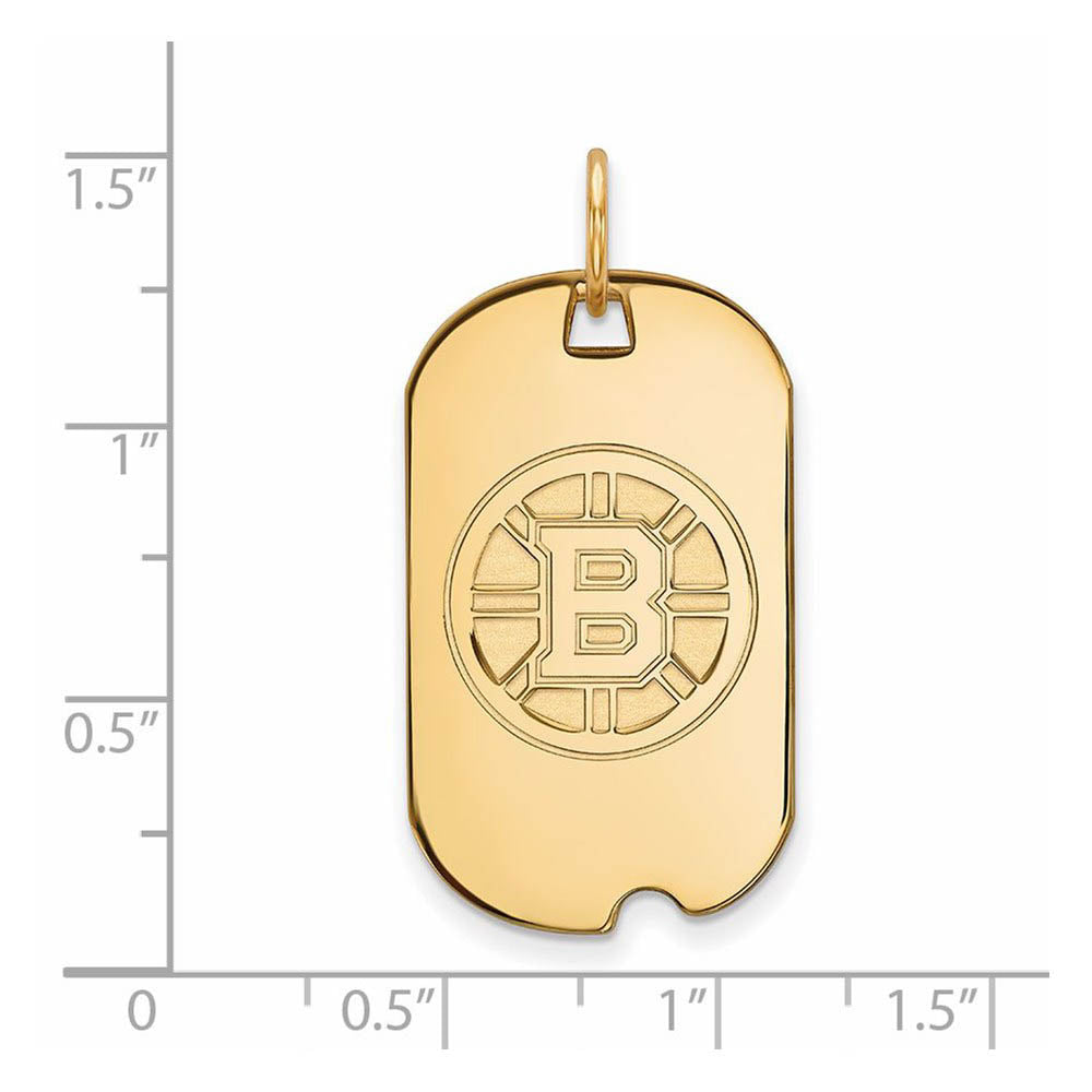 Alternate view of the SS 14k Yellow Gold Plated NHL Boston Bruins Dog Tag Pendant by The Black Bow Jewelry Co.