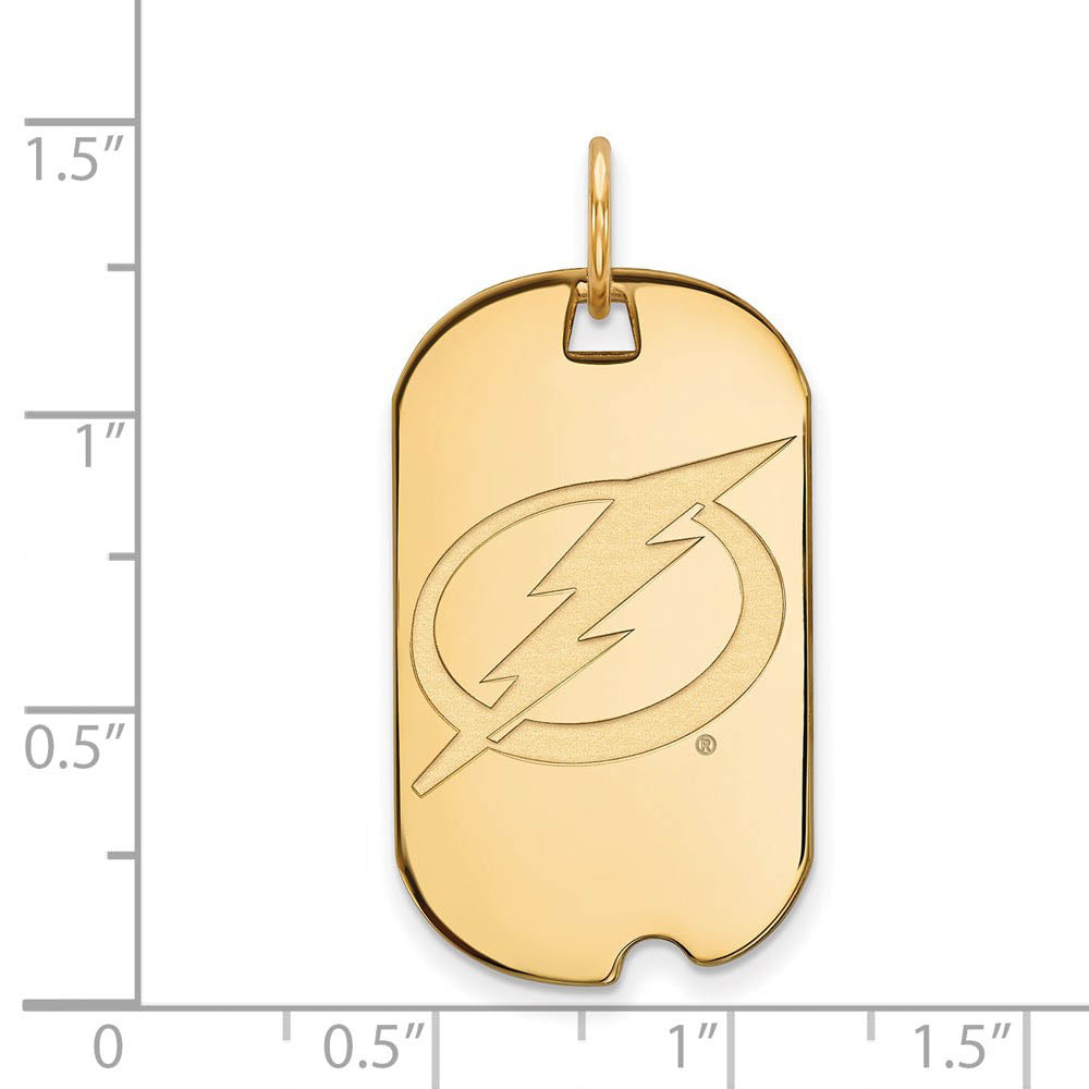 Alternate view of the SS 14k Yellow Gold Plated NHL Tampa Bay Lightning Dog Tag Pendant by The Black Bow Jewelry Co.