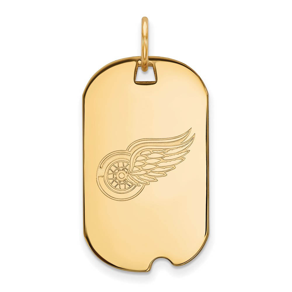 SS 14k Yellow Gold Plated NHL Detroit Red Wings Dog Tag Pendant, Item P30572 by The Black Bow Jewelry Co.