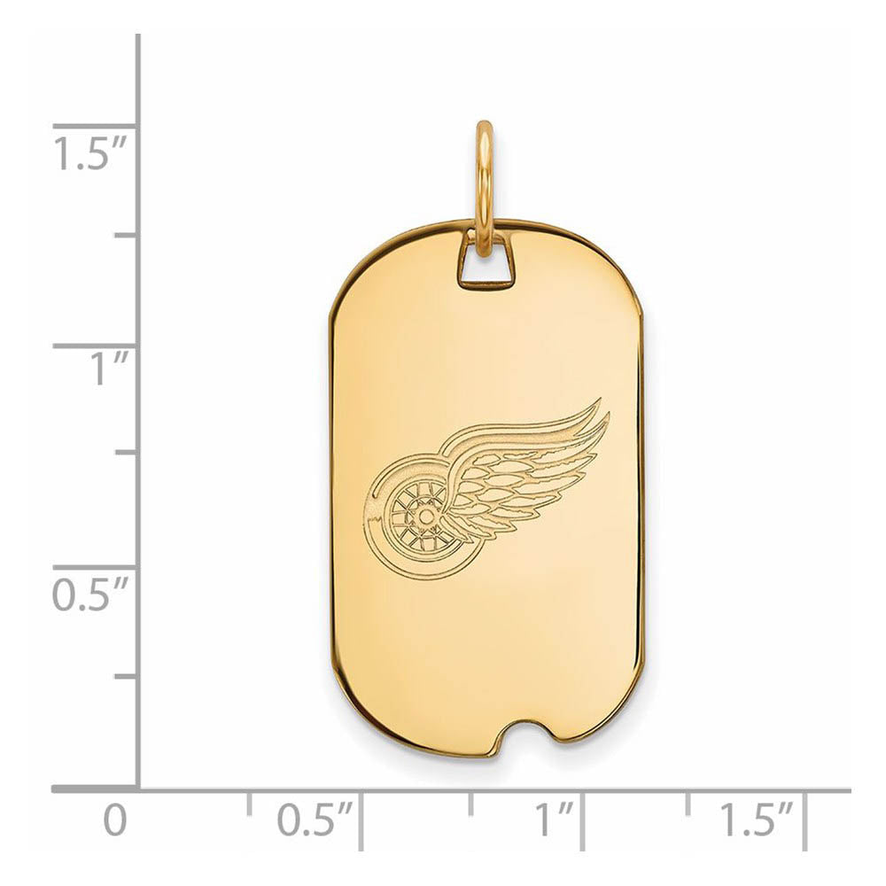 Alternate view of the SS 14k Yellow Gold Plated NHL Detroit Red Wings Dog Tag Pendant by The Black Bow Jewelry Co.
