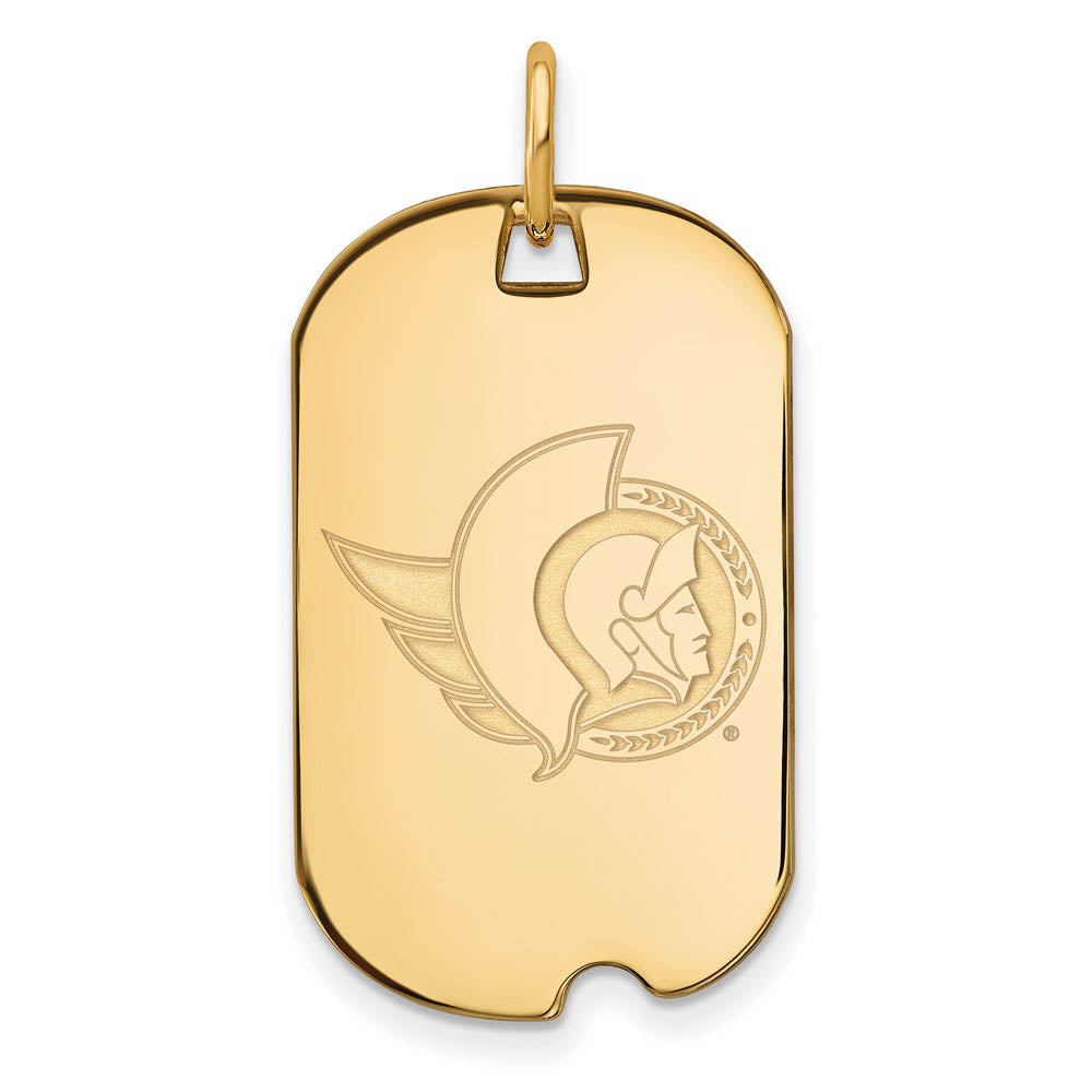 SS 14k Yellow Gold Plated NHL Ottawa Senators Dog Tag Pendant, Item P30573 by The Black Bow Jewelry Co.
