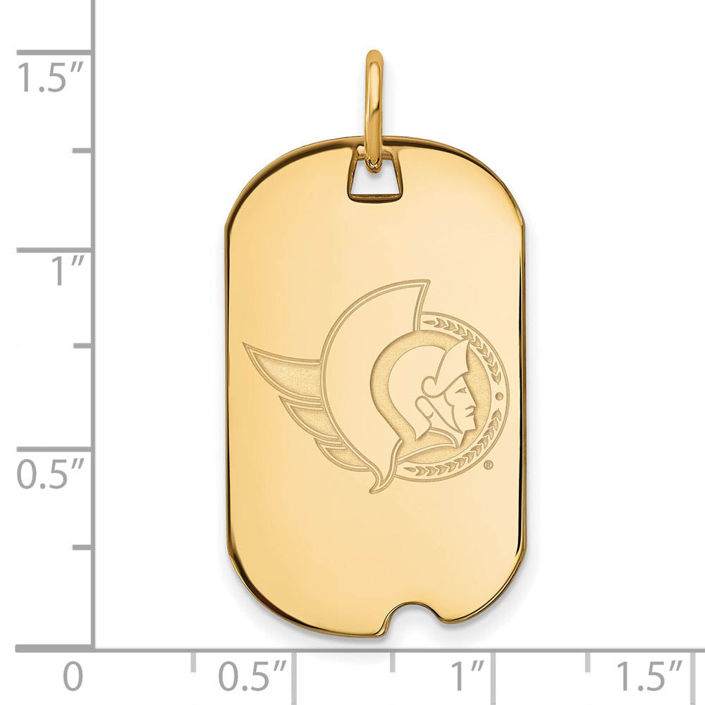 Alternate view of the SS 14k Yellow Gold Plated NHL Ottawa Senators Dog Tag Pendant by The Black Bow Jewelry Co.