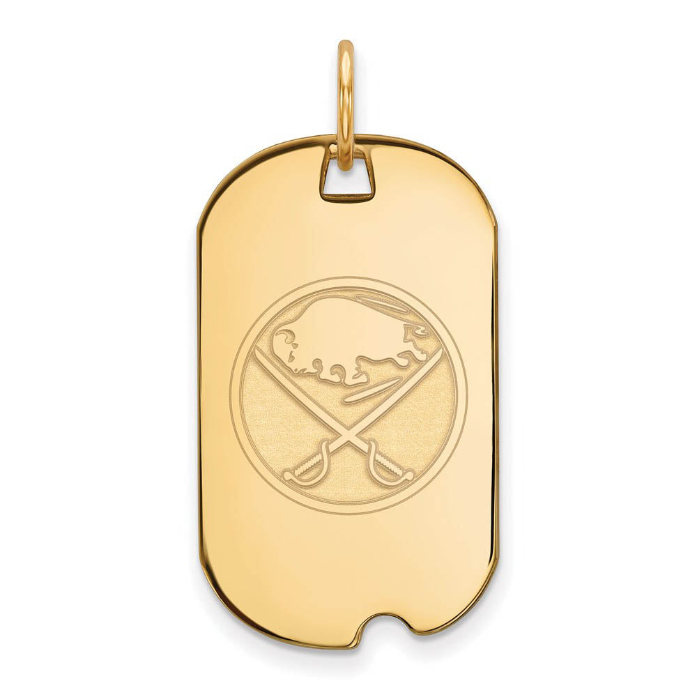 SS 14k Yellow Gold Plated NHL Buffalo Sabres Dog Tag Pendant, Item P30574 by The Black Bow Jewelry Co.