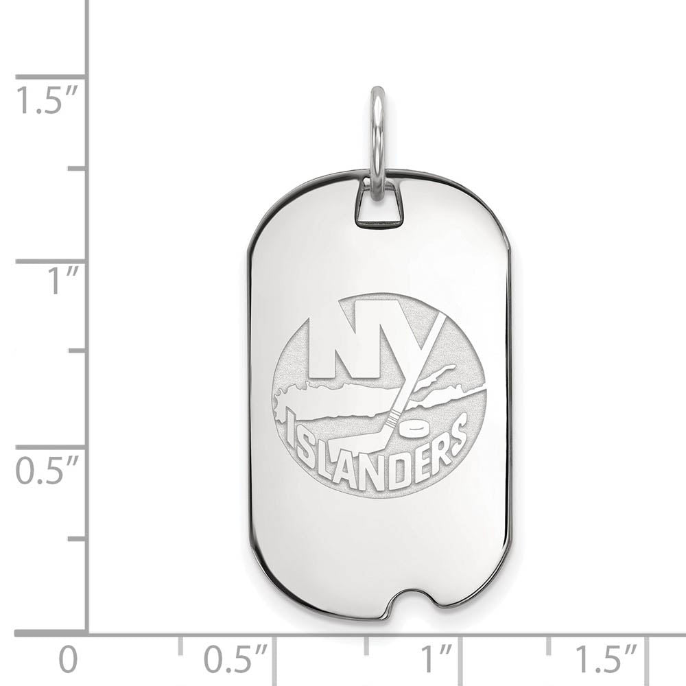 Alternate view of the Sterling Silver NHL New York Islanders Dog Tag Pendant by The Black Bow Jewelry Co.