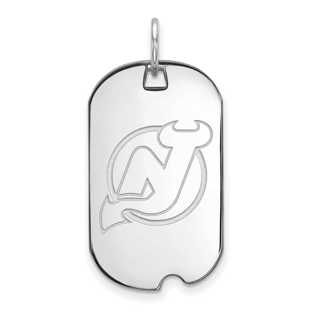 Sterling Silver NHL New Jersey Devils Dog Tag Pendant, Item P30586 by The Black Bow Jewelry Co.