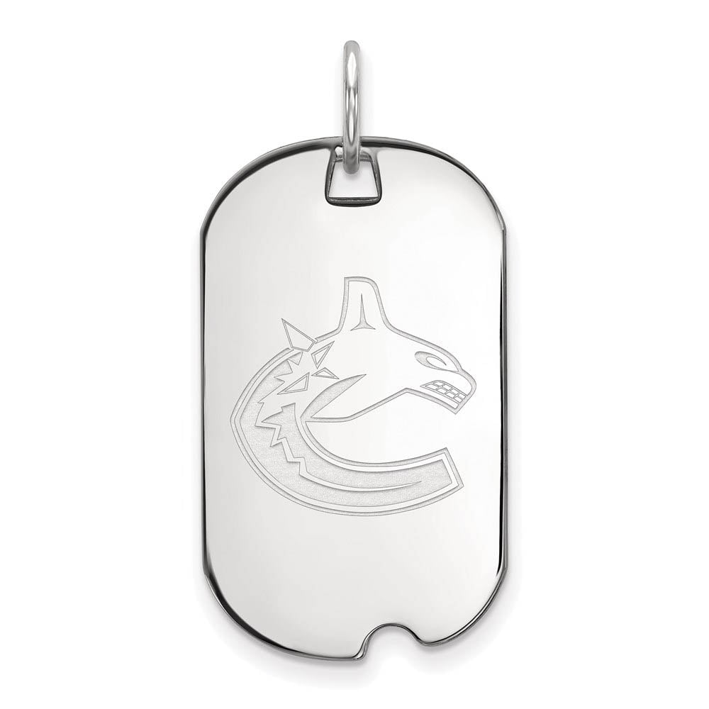 Sterling Silver NHL Vancouver Canucks Dog Tag Pendant, Item P30593 by The Black Bow Jewelry Co.