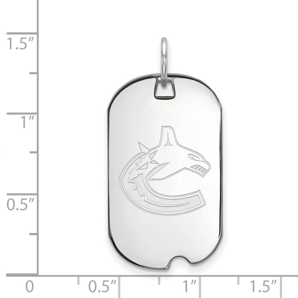 Alternate view of the Sterling Silver NHL Vancouver Canucks Dog Tag Pendant by The Black Bow Jewelry Co.