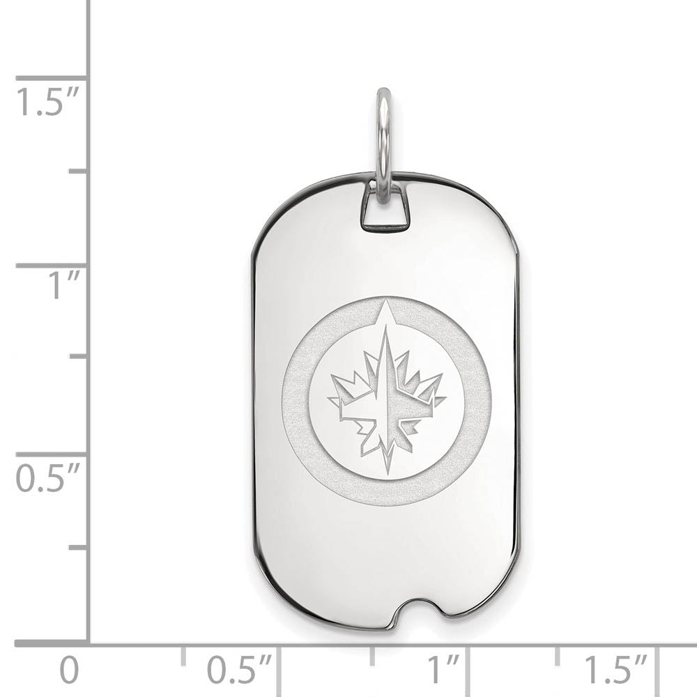 Alternate view of the Sterling Silver NHL Winnipeg Jets Dog Tag Pendant by The Black Bow Jewelry Co.