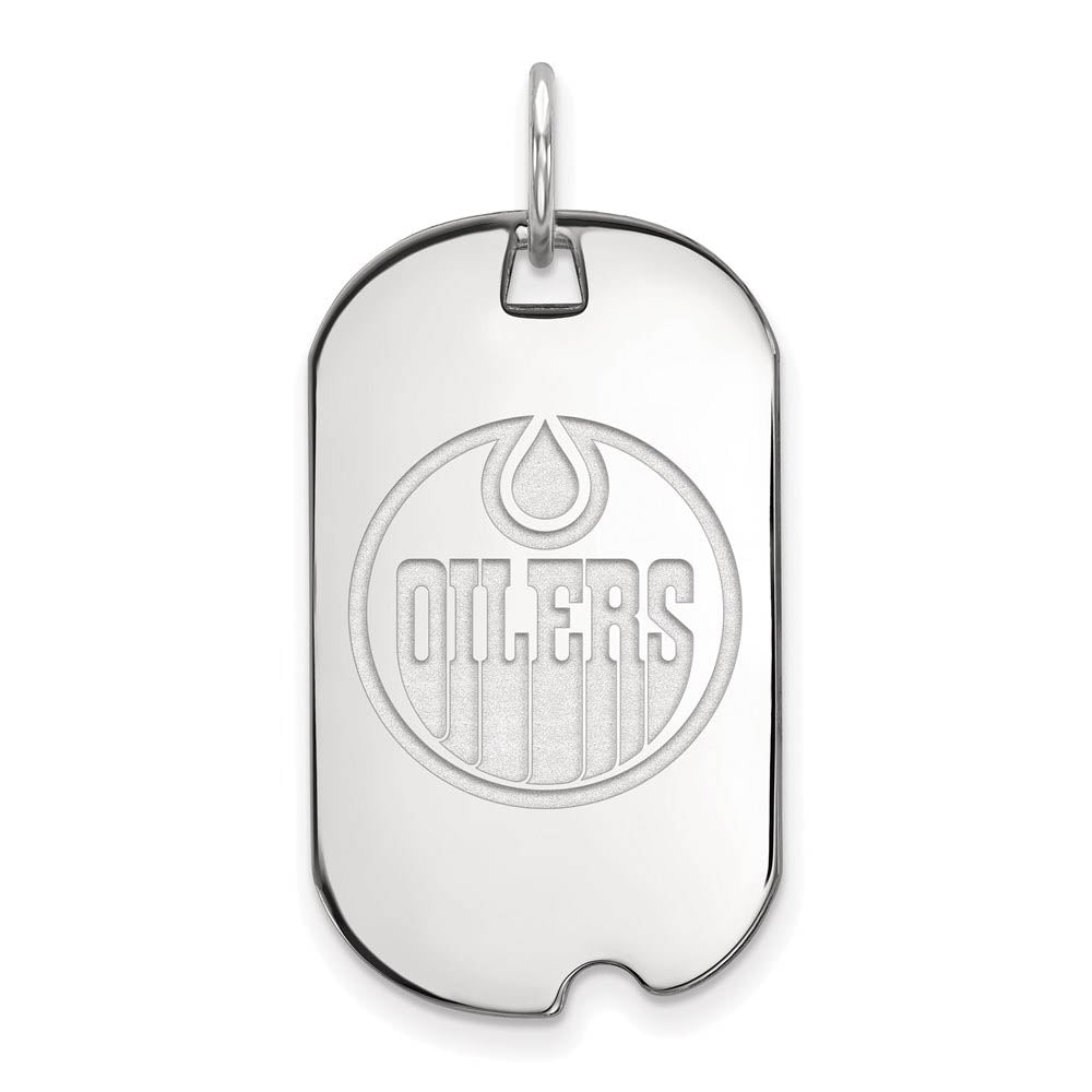 Sterling Silver NHL Edmonton Oilers Dog Tag Pendant, Item P30599 by The Black Bow Jewelry Co.