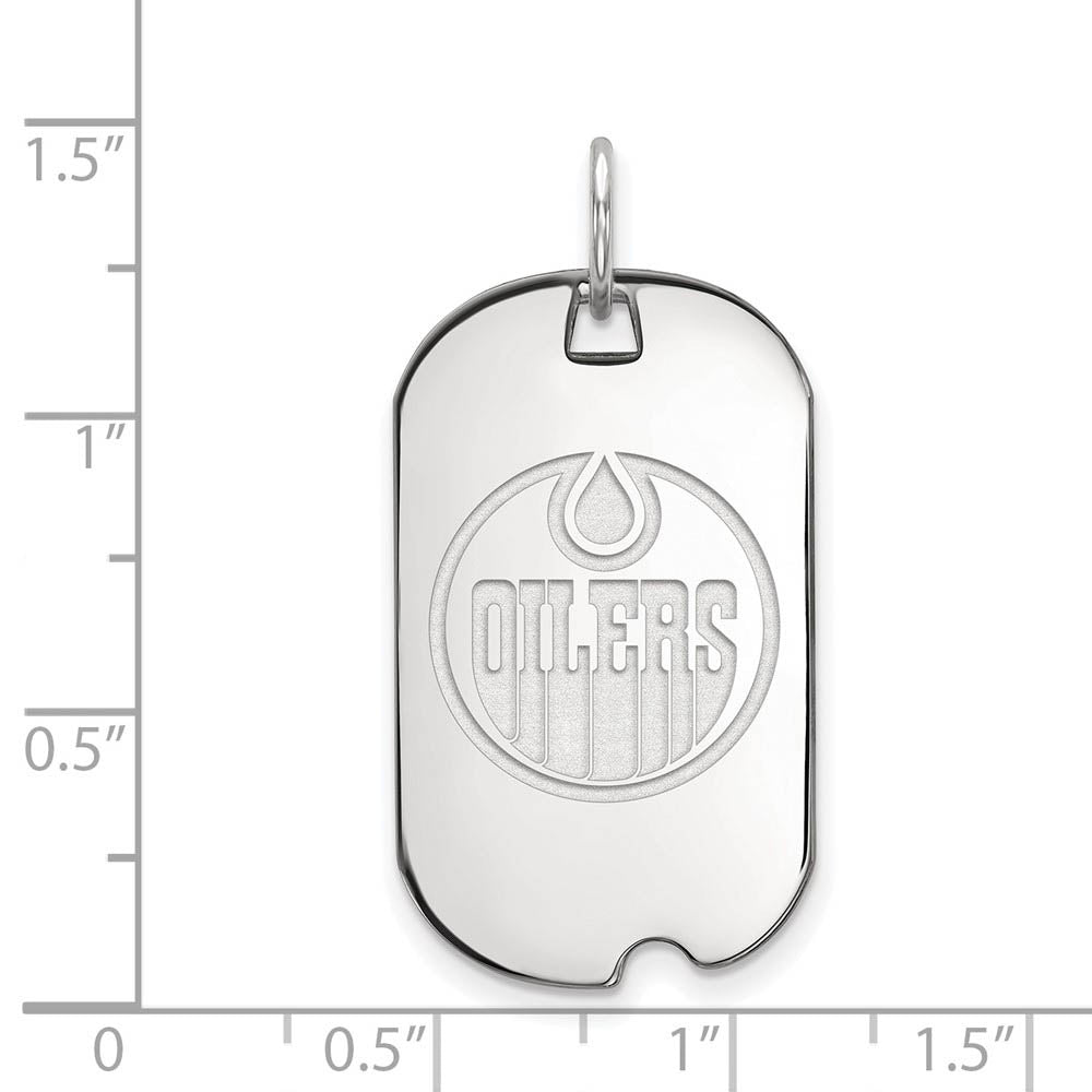 Alternate view of the Sterling Silver NHL Edmonton Oilers Dog Tag Pendant by The Black Bow Jewelry Co.