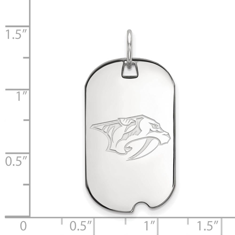 Alternate view of the Sterling Silver NHL Nashville Predators Dog Tag Pendant by The Black Bow Jewelry Co.