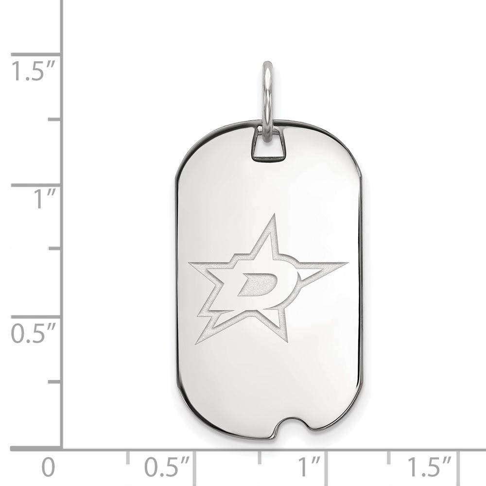 Alternate view of the Sterling Silver NHL Dallas Stars Dog Tag Pendant by The Black Bow Jewelry Co.