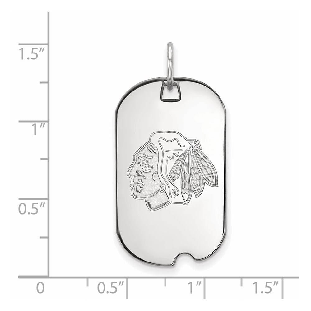 Alternate view of the Sterling Silver NHL Chicago Blackhawks Dog Tag Pendant by The Black Bow Jewelry Co.