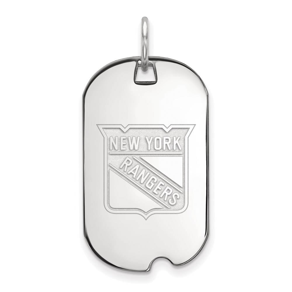 Sterling Silver NHL New York Rangers Dog Tag Pendant, Item P30611 by The Black Bow Jewelry Co.