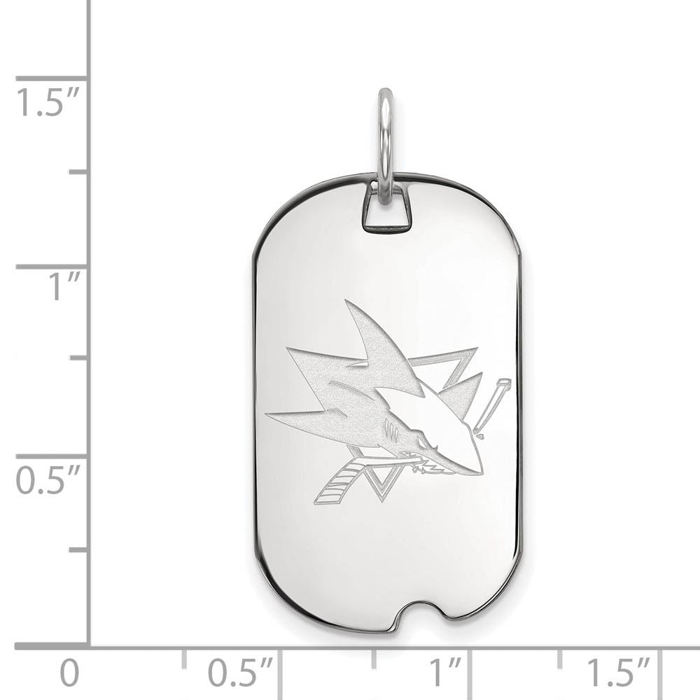 Alternate view of the Sterling Silver NHL San Jose Sharks Dog Tag Pendant by The Black Bow Jewelry Co.