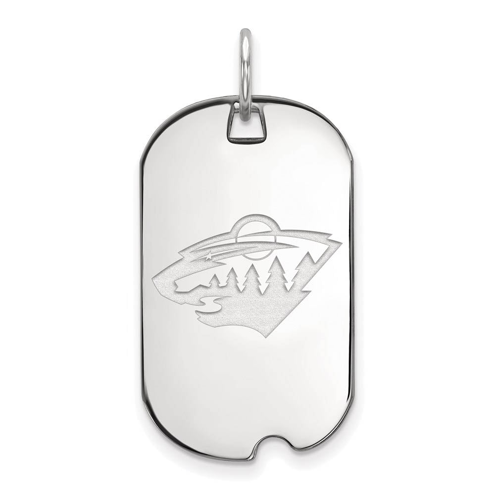 Sterling Silver NHL Minnesota Wild Dog Tag Pendant, Item P30613 by The Black Bow Jewelry Co.