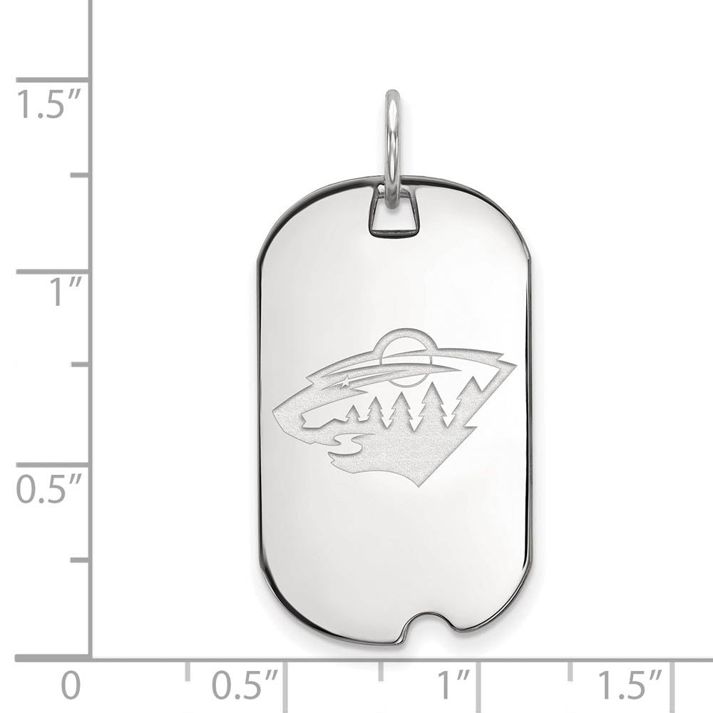 Alternate view of the Sterling Silver NHL Minnesota Wild Dog Tag Pendant by The Black Bow Jewelry Co.