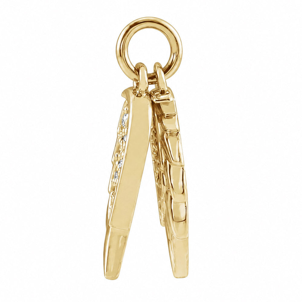 Alternate view of the 14K Yellow Gold .03 CTW Diamond Angel Wings Pendant, 3.75 x 12mm by The Black Bow Jewelry Co.