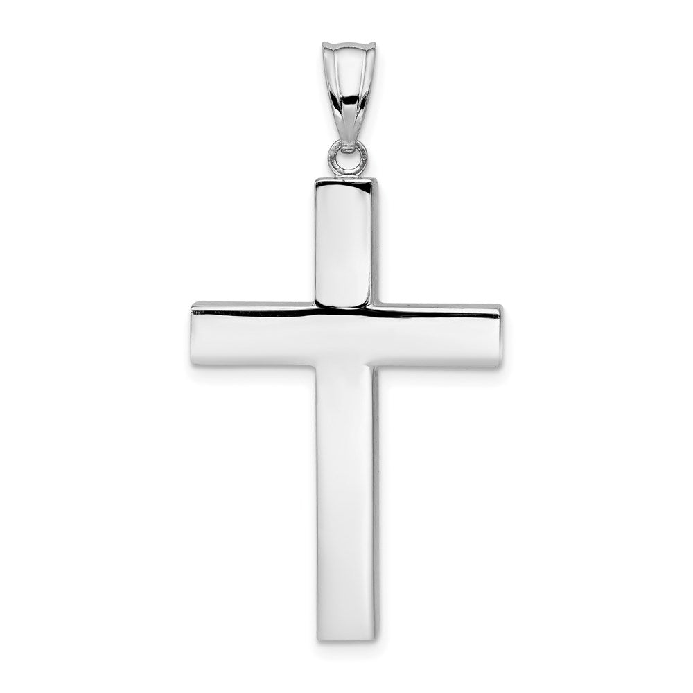 14K White Gold Polished Hollow Latin Cross Pendant 22 x 42mm, Item P30642 by The Black Bow Jewelry Co.