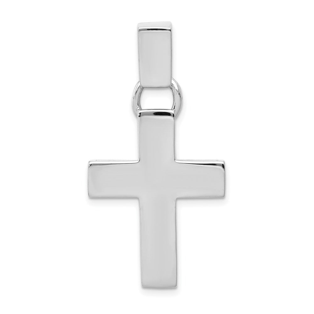 14K White Gold Polished Hollow Modern Cross Pendant 20 x 40mm, Item P30643 by The Black Bow Jewelry Co.