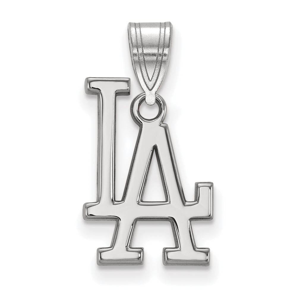 10K White Gold MLB Los Angeles Dodgers L-A Medium Pendant, Item P30645 by The Black Bow Jewelry Co.