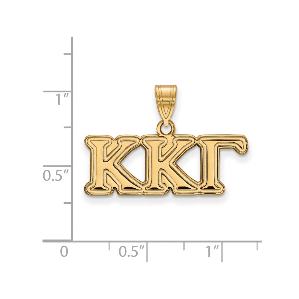 Alternate view of the 10K Yellow Gold Kappa Kappa Gamma Medium Pendant by The Black Bow Jewelry Co.